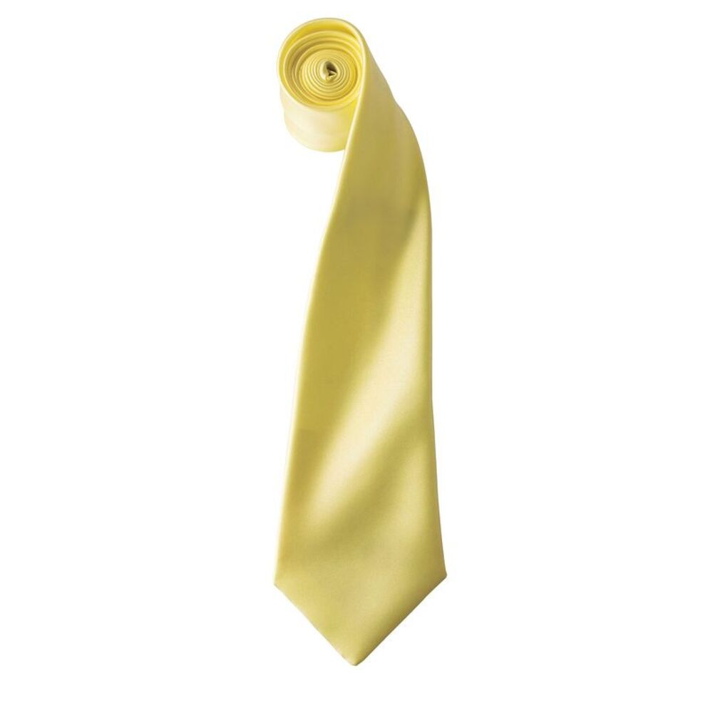 Premier Mens Plain Satin Tie (Narrow Blade) / Lemon